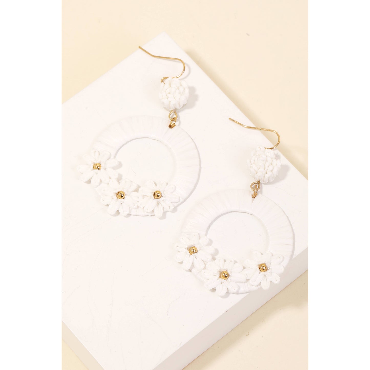 Wrapped Floral Hoop Drop Earrings