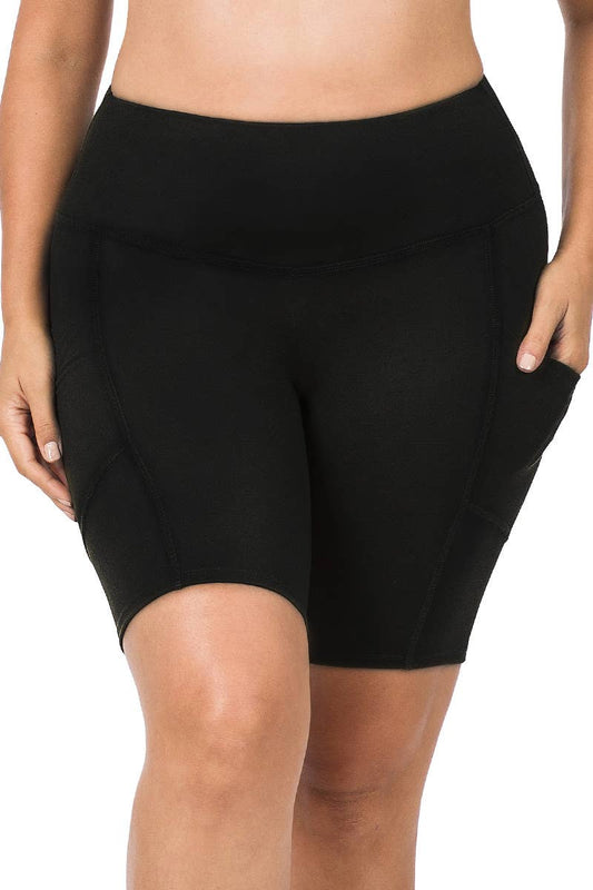 PLUS SIZE BRUSHED MICROFIBER SHORT LEGGINGS