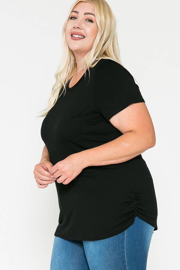 Plus Size Round Neck Solid Basic Top