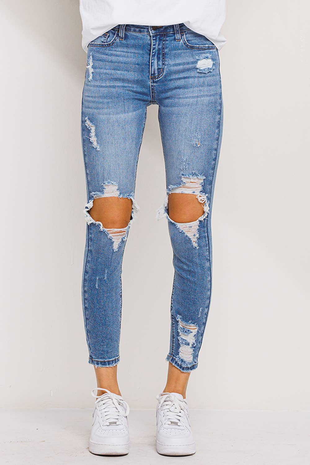 Open Knee Hole Distressed Skinny