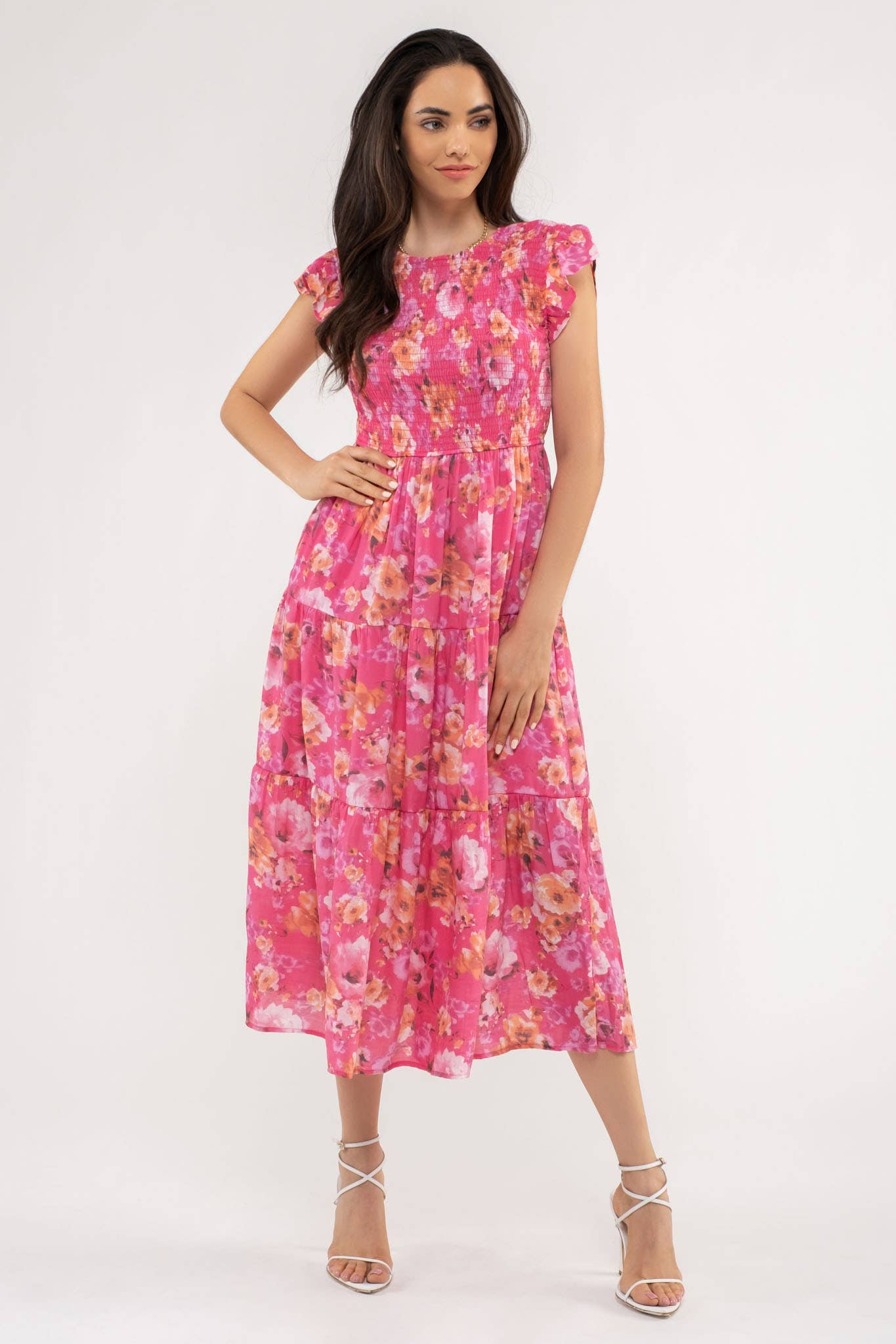 ROUND NECK FLORAL DRESS