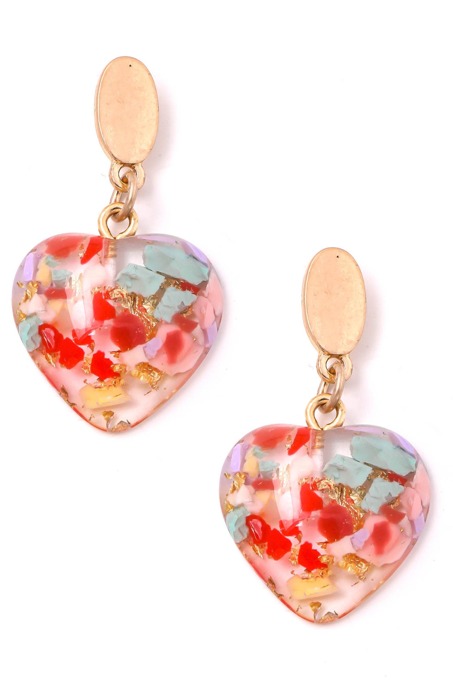 Resin Heart Dangle Drop Earrings