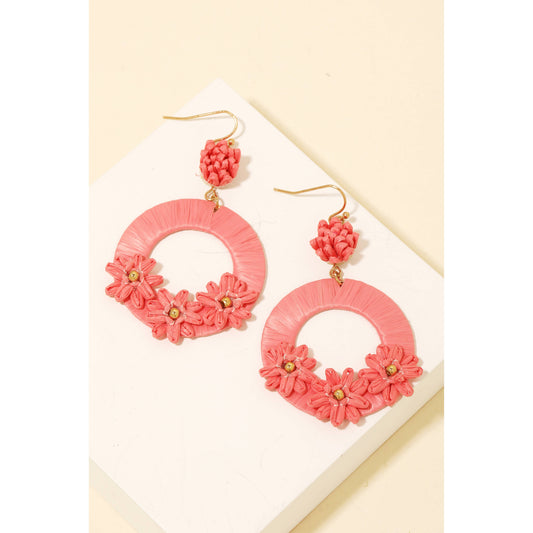 Wrapped Floral Hoop Drop Earrings