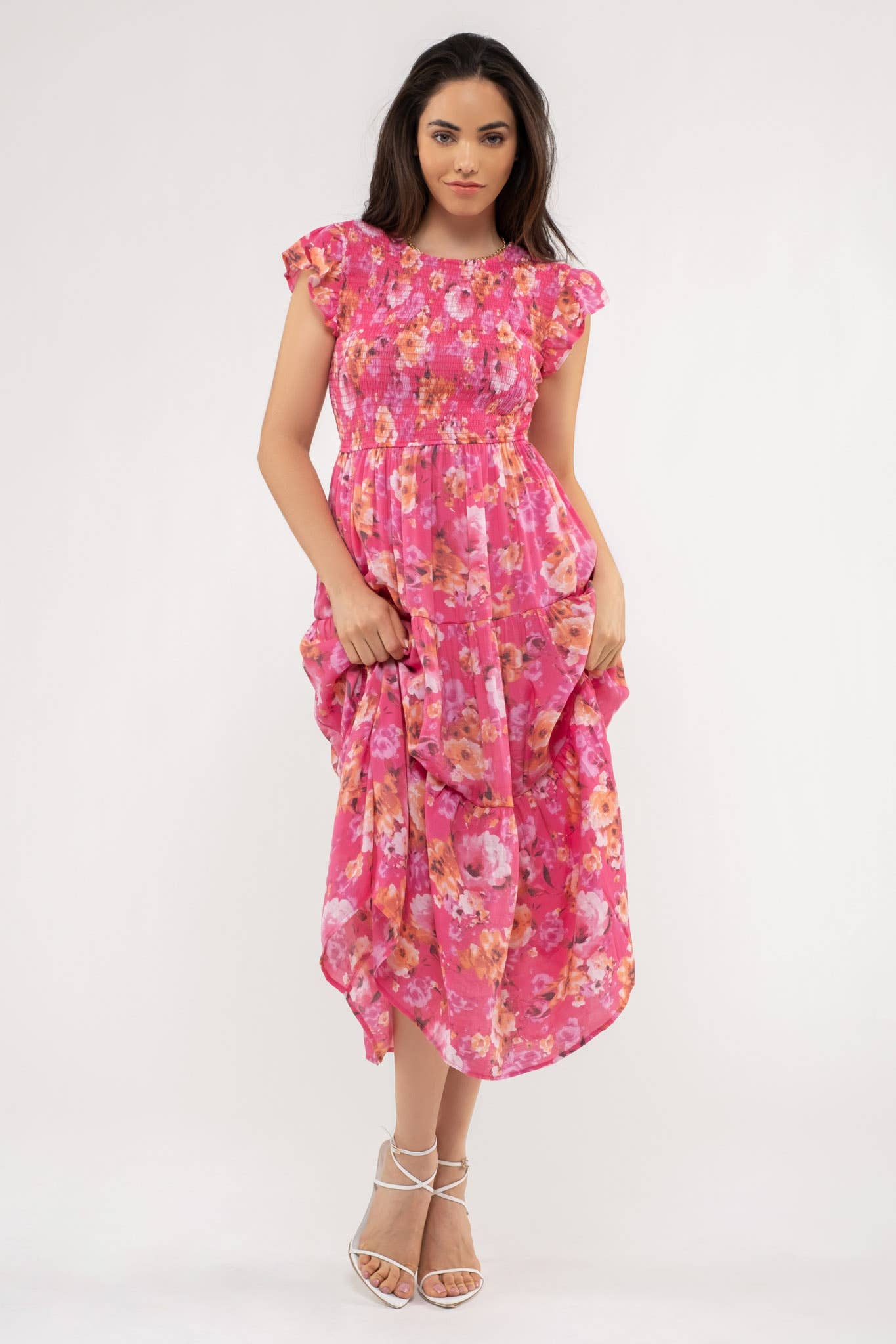 ROUND NECK FLORAL DRESS