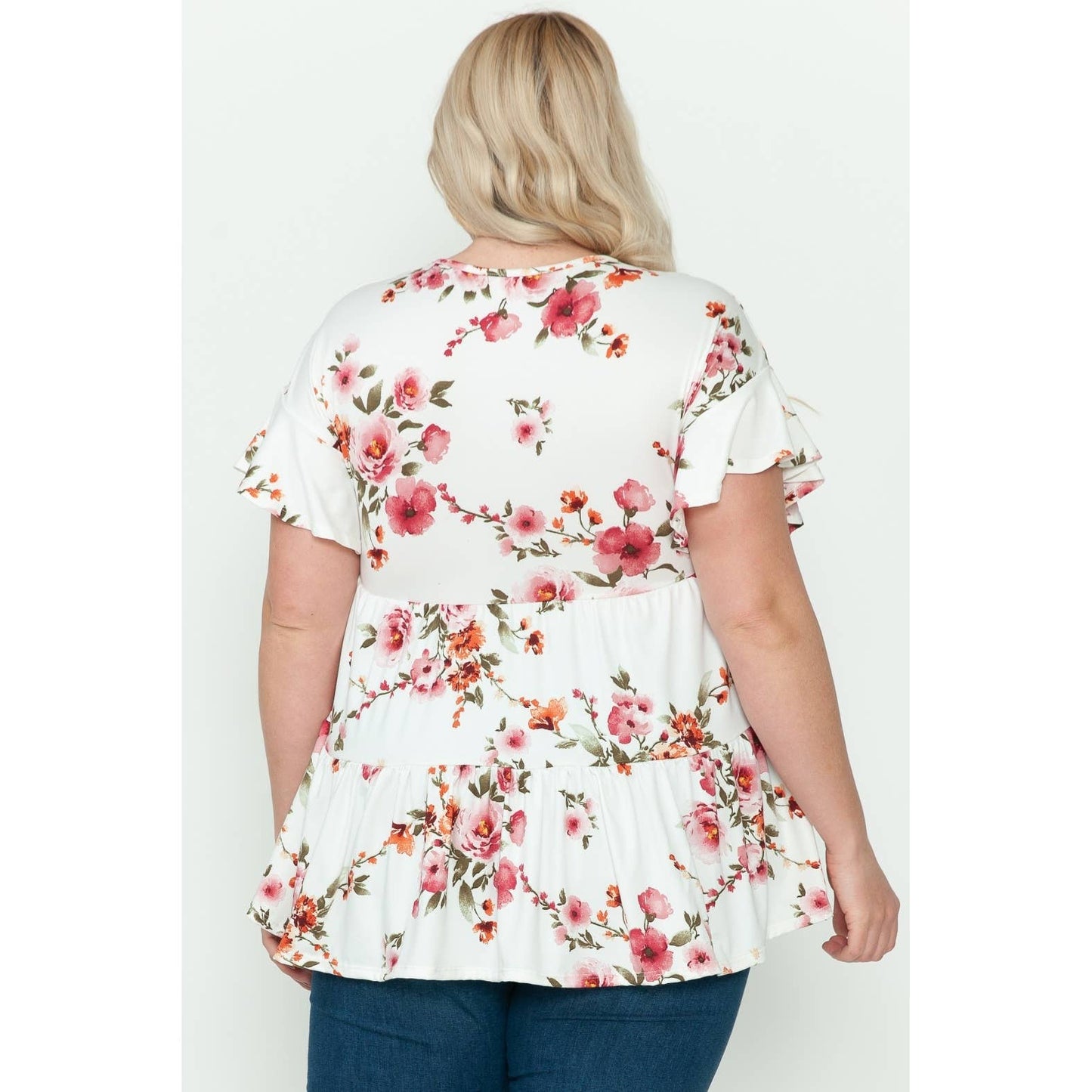 Plus Size Floral Coquette Baby Doll Top