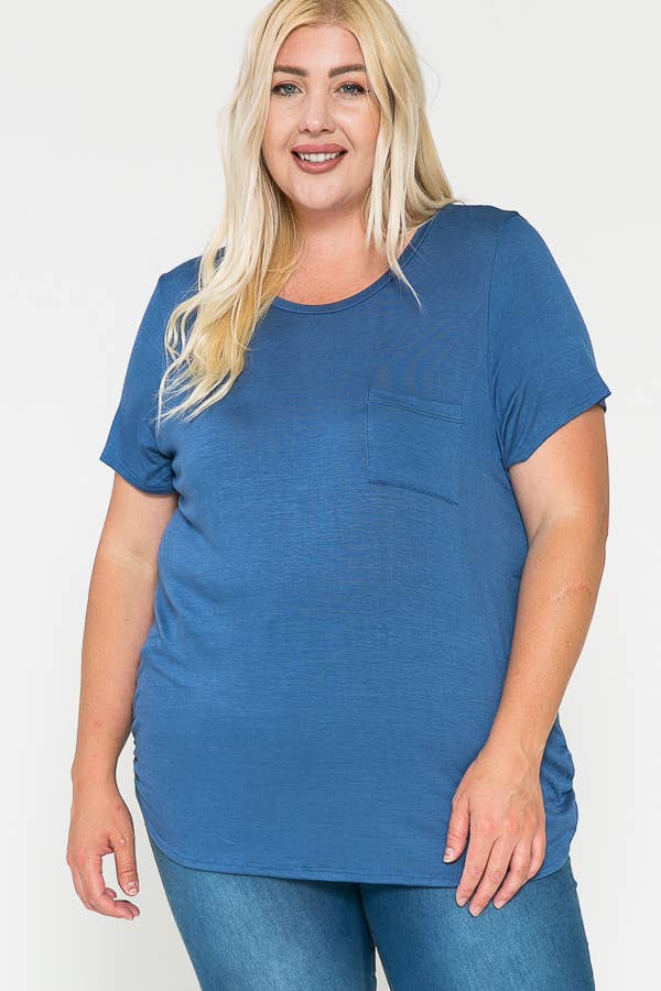 Plus Size Round Neck Solid Basic Top