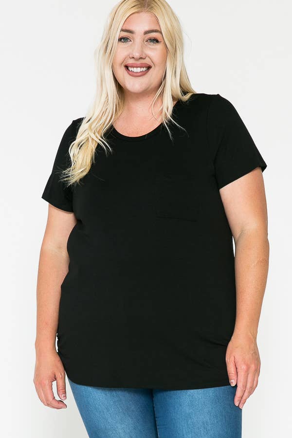 Plus Size Round Neck Solid Basic Top