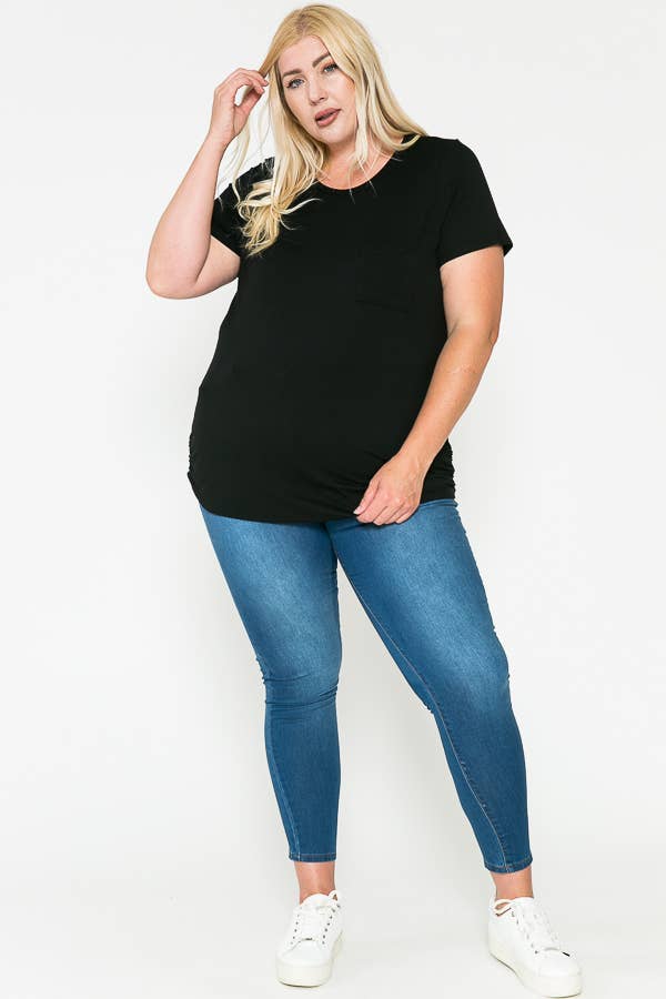 Plus Size Round Neck Solid Basic Top