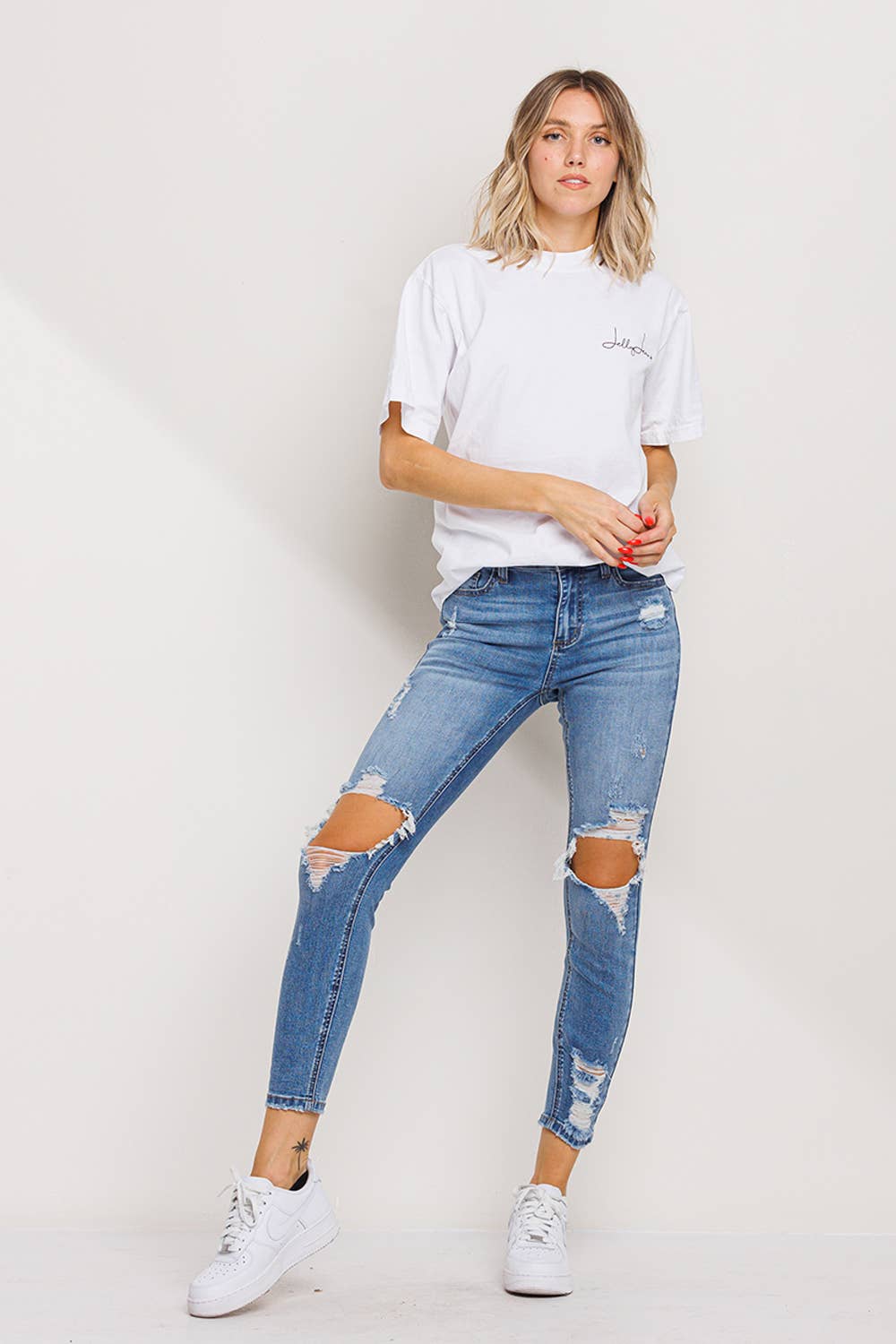 Open Knee Hole Distressed Skinny