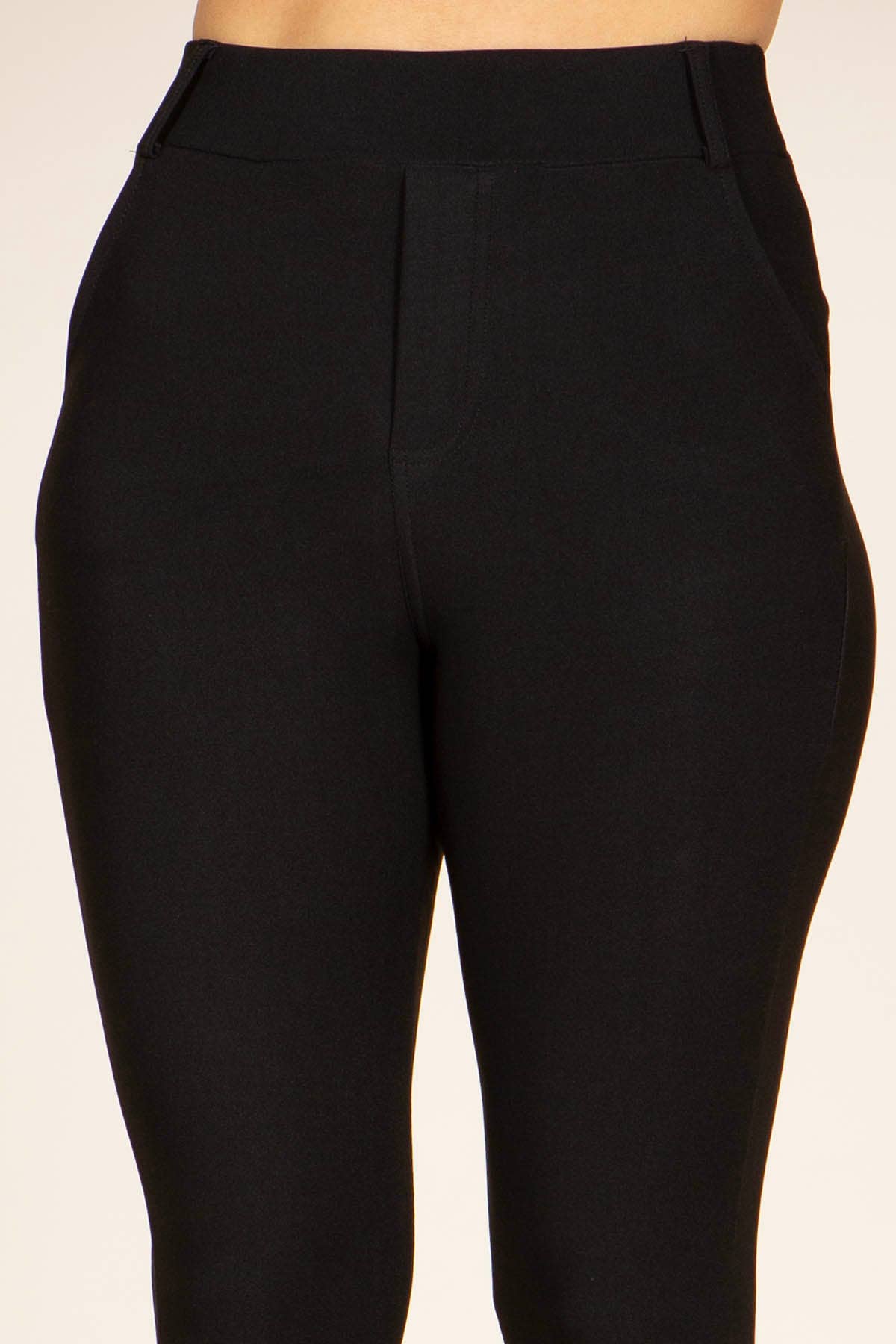 Womens Black Pull on Skinny Pants Treggings