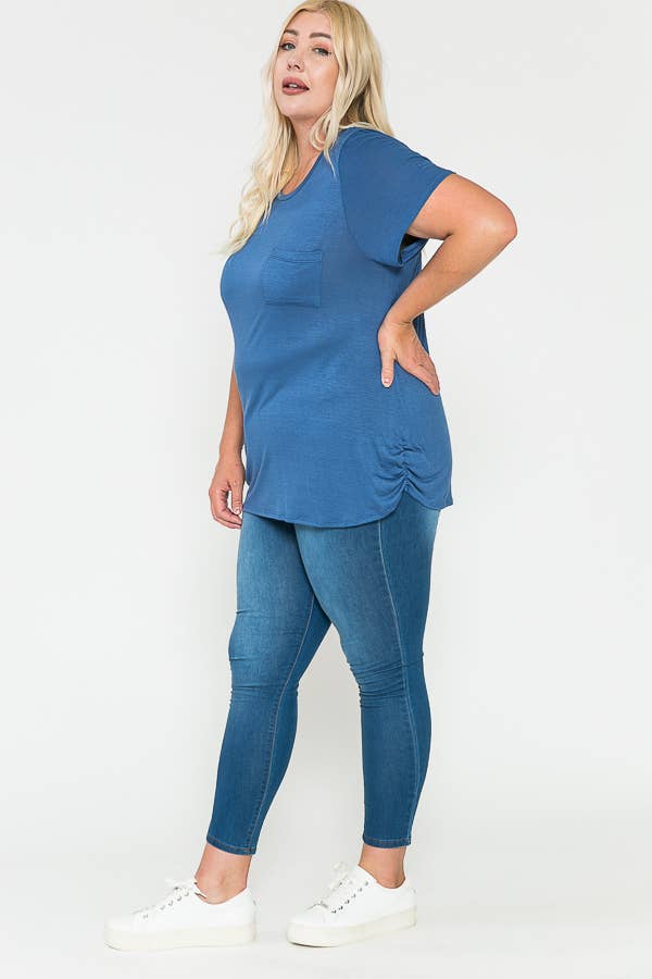 Plus Size Round Neck Solid Basic Top