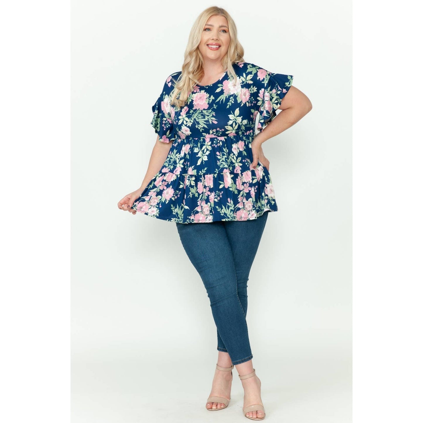 Plus Size Floral Coquette Baby Doll Top