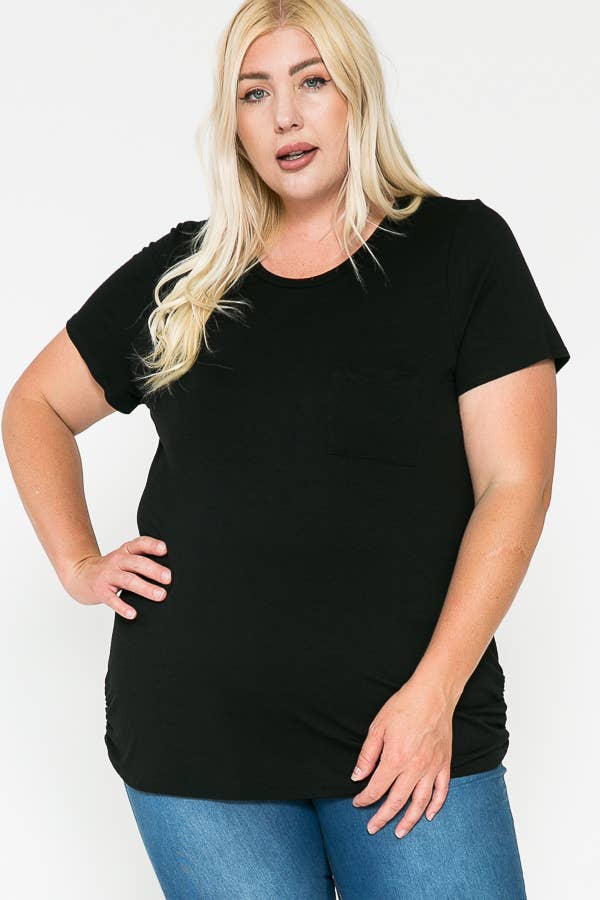 Plus Size Round Neck Solid Basic Top