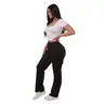 Womens Mid Rise Straight Leg Pants with Cargo Pockets