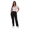 Womens Mid Rise Straight Leg Pants with Cargo Pockets