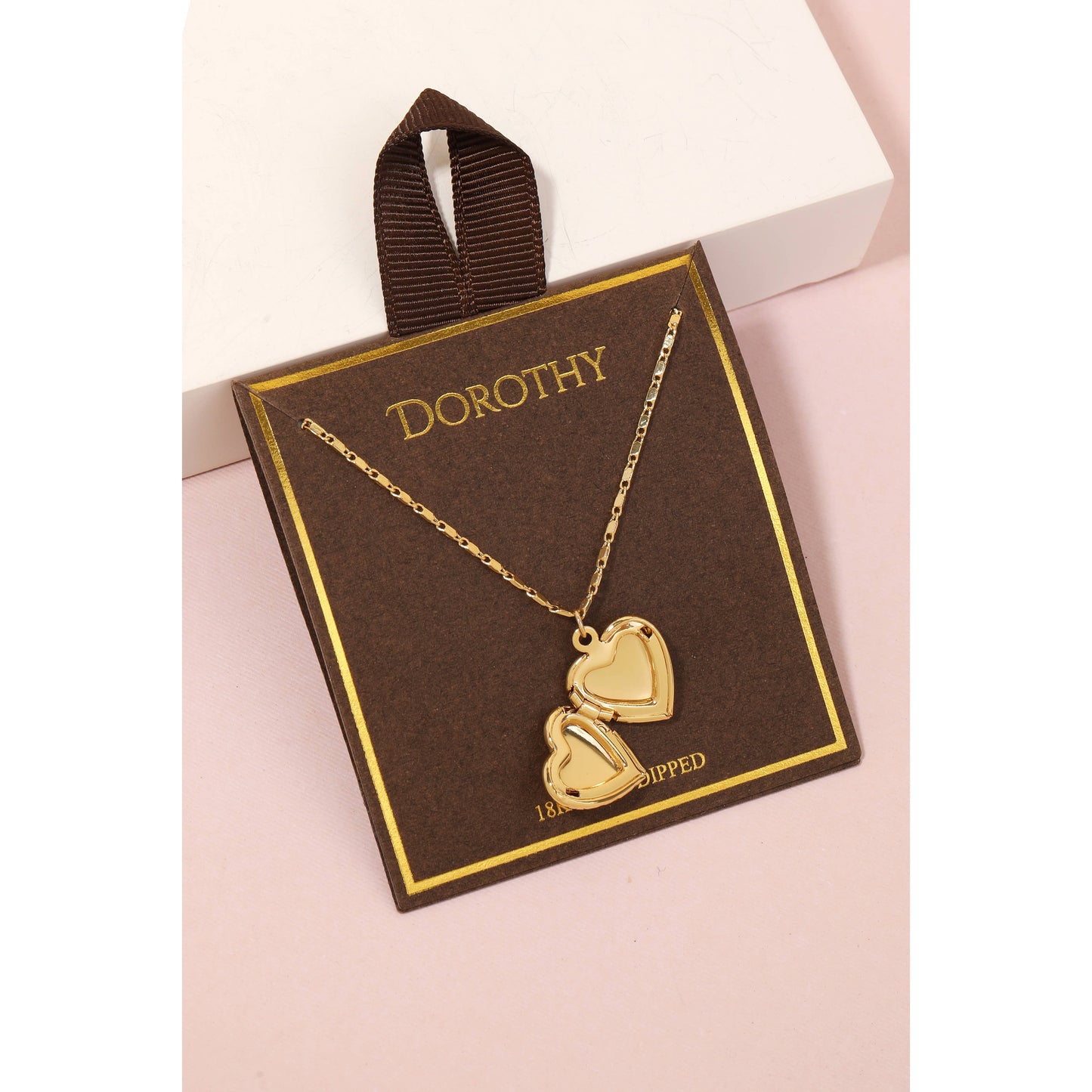 Gold Dipped Locket Heart Pendant Necklace