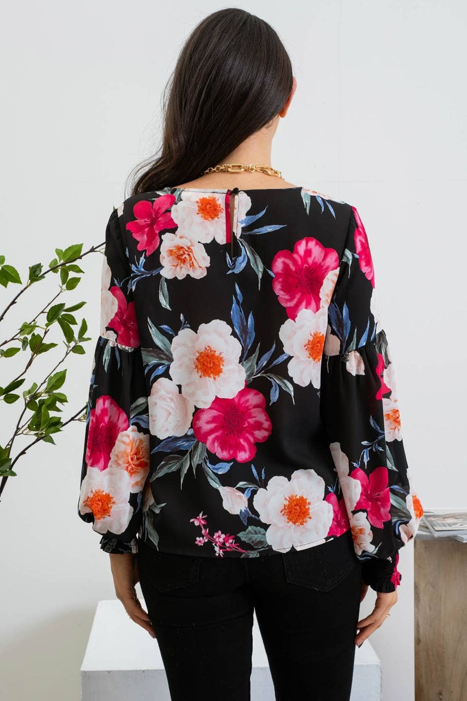 FLORAL DROP SLEEVE TOP