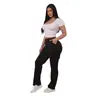 Womens Mid Rise Straight Leg Pants with Cargo Pockets