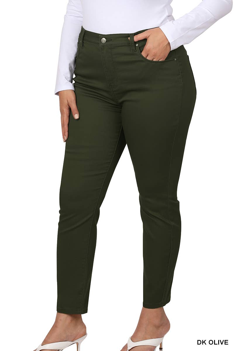 PLUS SIZE HIGH-RISE SKINNY COLOR DENIM PANTS