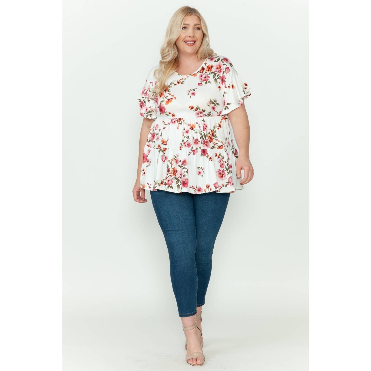 Plus Size Floral Coquette Baby Doll Top