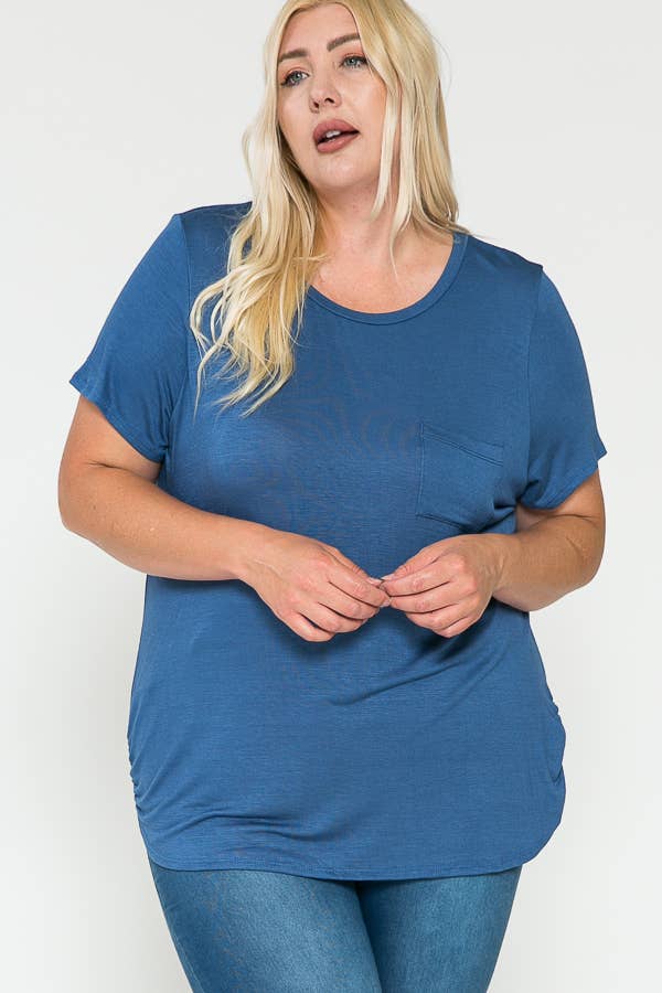 Plus Size Round Neck Solid Basic Top