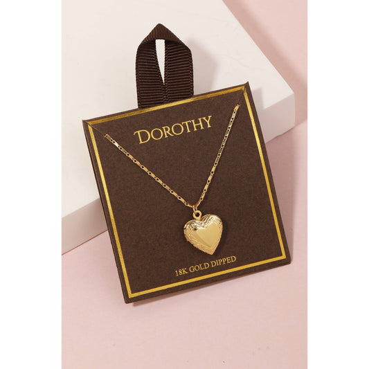 Gold Dipped Locket Heart Pendant Necklace